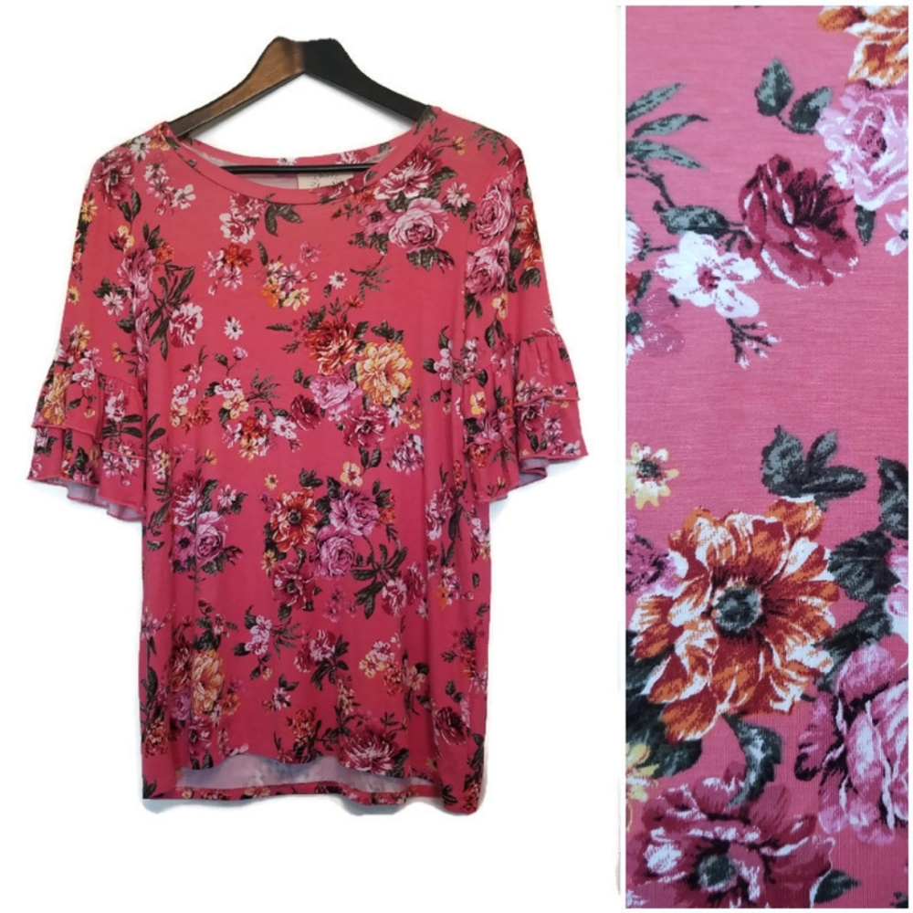 Fantastic fawn pink floral shirt